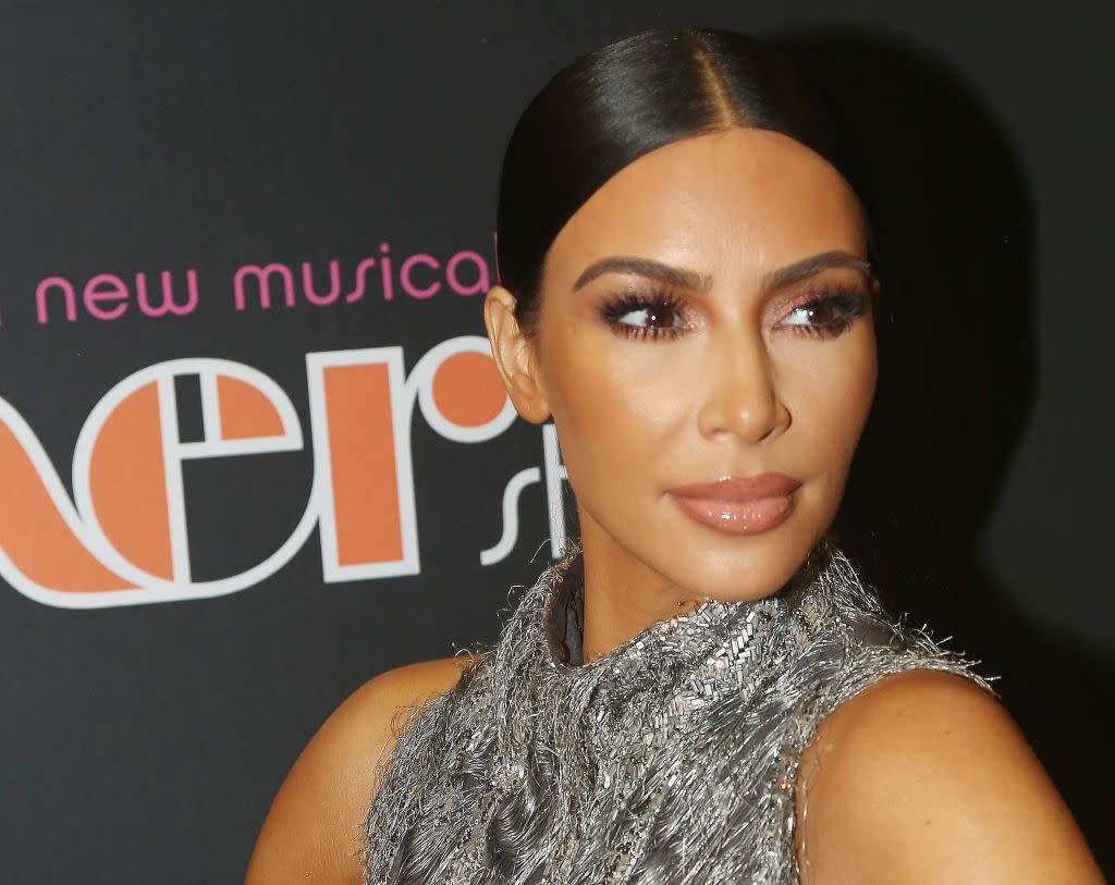 Kim Kardashian West poses at the opening night of the new musical "The Cher Show" on Broadway at The Neil Simon Theatre