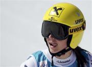 Anna Fenninger of Austria reacts after competing in the women's Super G competition during the FIS Alpine Skiing World Cup finals in the Swiss ski resort of Lenzerheide March 13, 2014. REUTERS/Leonhard Foeger