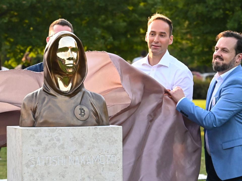 bitcoin founder statue hungary