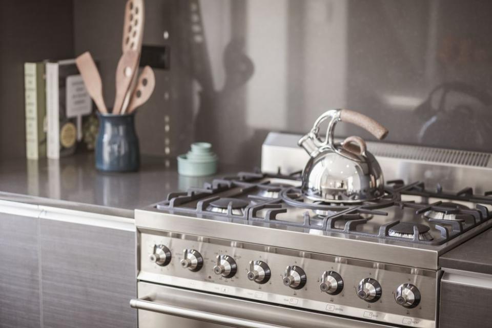 Use rubbing alcohol to clean stainless steel.