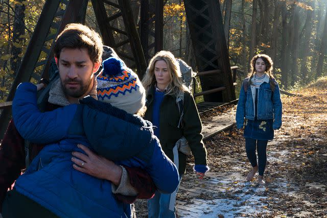 <p>Paramount Pictures</p> John Krasinski, Emily Blunt and Millicent Simmonds in A Quiet Place