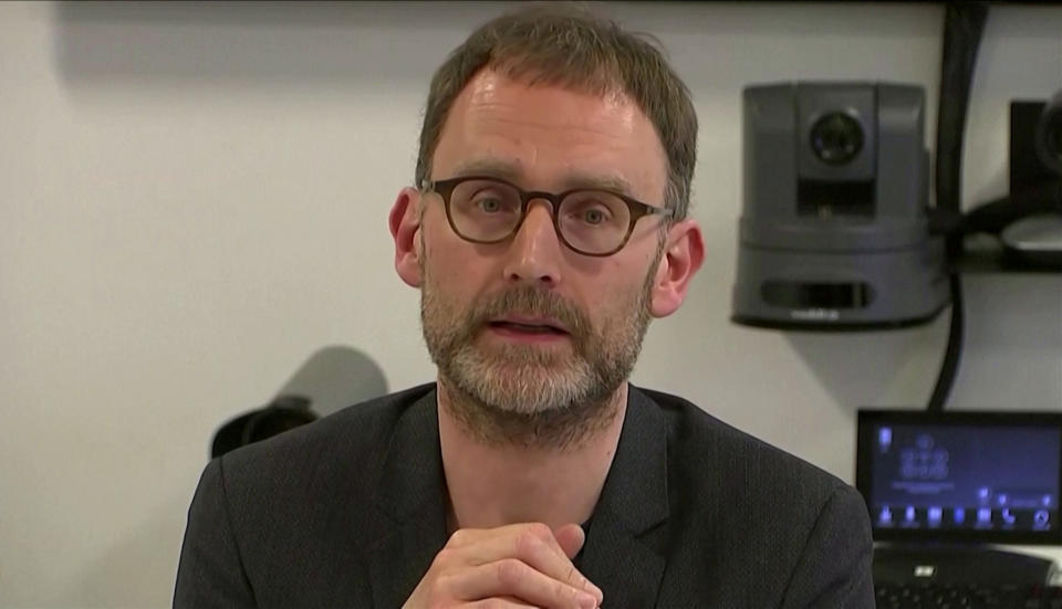 Epidemiologist Neil Ferguson speaks at a news conference in London, Britain January 22, 2020, in this still image taken from video. REUTERS TV via REUTERS