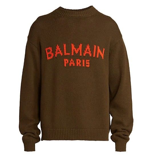 Balmain Blue/red wool crew-neck sweater