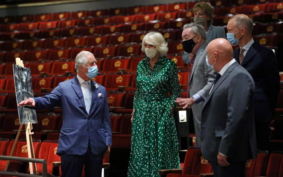 Prince Charles and the Duchess of Cornwall, speak to Lord and Lady Lloyd Webber during a visit to Theatre Royal in London last summer - Tim P Whitby/Pool via Reuters