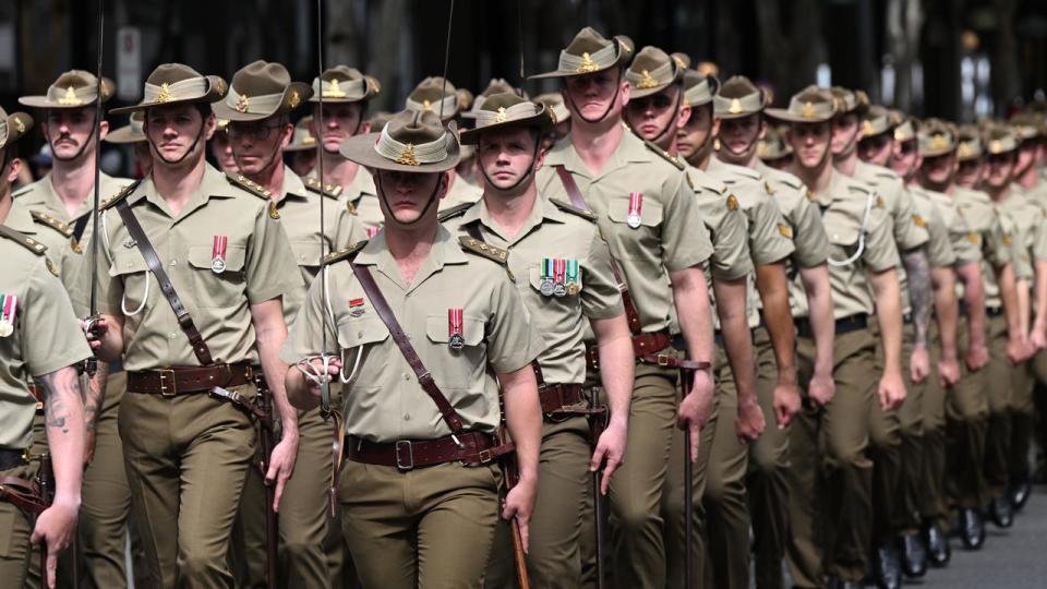 ADF troops marching