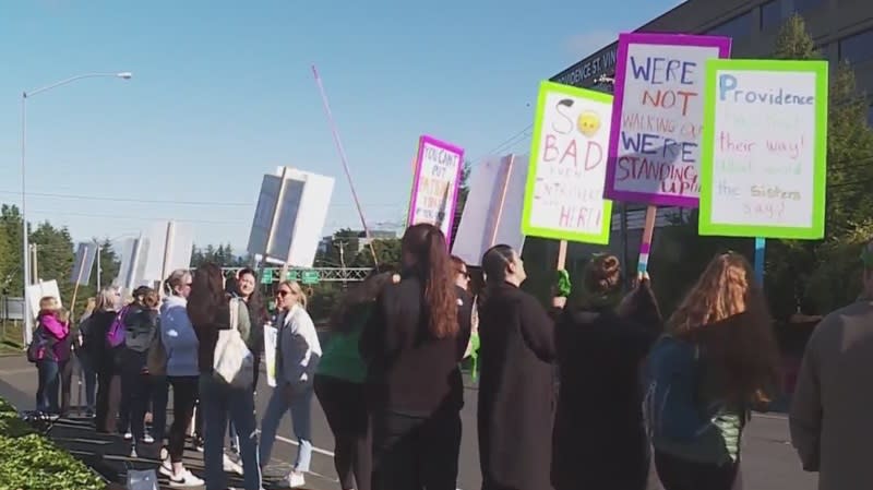 Nurses at 6 Providence Hospitals went on a 3-day strike, June 18, 2024 (KOIN)