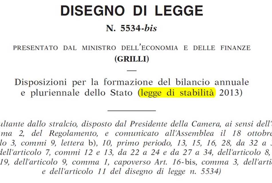 <b>Legge di stabilità<br></b><br>E’ uno dei temi che ha fatto più discutere in questo 2012. Si parla della legge di stabilità 2012-2014. Un insieme di provvedimenti che, tra polemiche e cambiamenti, ha fatto più volte la spola tra Camera e Senato. <b>L’obiettivo è il raggiungimento del pareggio di bilancio</b> in termini strutturali, cioè al netto degli effetti del ciclo economico e delle misure una tantum. In particolare, il disegno di legge prevede misure espansive pari a circa 13 miliardi nel 2013, 10 nel 2014 e 9 nel 2015 e misure restrittive per poco più di 10 miliardi nel 2013, 9,8 nel 2014 e 9 nel 2015. <br><br>Uno dei punti più controversi è l’applicazione retroattiva al 2012 del taglio alle detrazioni e alle deduzioni fiscali. Molte le novità in programma. In primis l’<b>aumento dell’Iva</b> di un punto percentuale da luglio del 2013 per quanto concerne l’aliquota del 21 per cento. Resta, invece, congelata quella del 10 per cento. C’è poi la variazione delle aliquote Irpef che liberano risorse per le detrazioni per i figli a carico. In questo ambito, in particolare, è previsto un aumento da 900 a 1.220 euro per i figli di età inferiore ai tre anni, mentre per i figli più grandi si passa da 800 a 950. Previsti 2,1 miliardi destinati alla detassazione dei salari di produttività e, in ambito Irap, un’esenzione per le micro-imprese mediante un fondo di 540 milioni nel biennio 2014-15. Salgono le deduzioni forfettarie per le assunzioni a tempo indeterminato di donne e giovani. <b>Resta a 18 ore l’orario degli insegnanti</b>. Previsto lo stop al blocco del turn over per il comparto sicurezza, forze armate e soccorso pubblico. Saranno circa 130mila gli esodati salvaguardati.