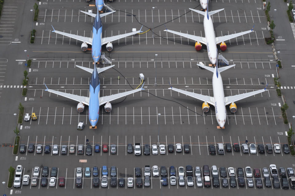 SEATTLE, WA - JUNE 27: Boeing 737 MAX airplanes are stored on employee parking lots near Boeing Field, on June 27, 2019 in Seattle, Washington. After a pair of crashes, the 737 MAX has been grounded by the FAA and other aviation agencies since March, 13, 2019. The FAA has reportedly found a new potential flaw in the Boeing 737 Max software update that was designed to improve safety. (Photo by Stephen Brashear/Getty Images)