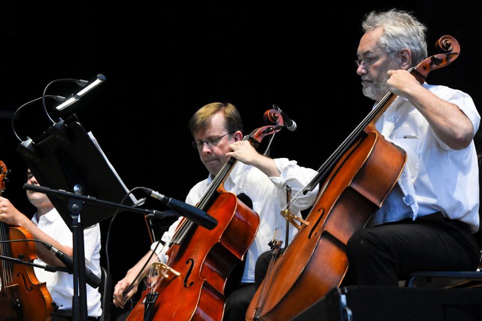 The Tuscaloosa Symphony Orchestra plays at Celebration on the River in at the Tuscaloosa Amphitheater in downtown Tuscaloosa on Wednesday, July 4th, 2017. [Photo/Marie Walker]