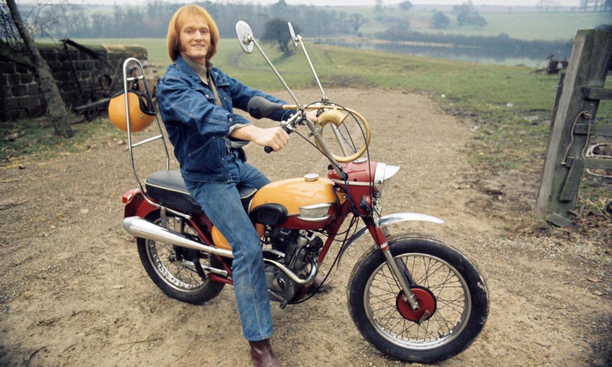 <span>Christian Rodska as Ron Stryker in Follyfoot, with his lovingly restored motorbike.</span><span>Photograph: ITV/Shutterstock</span>