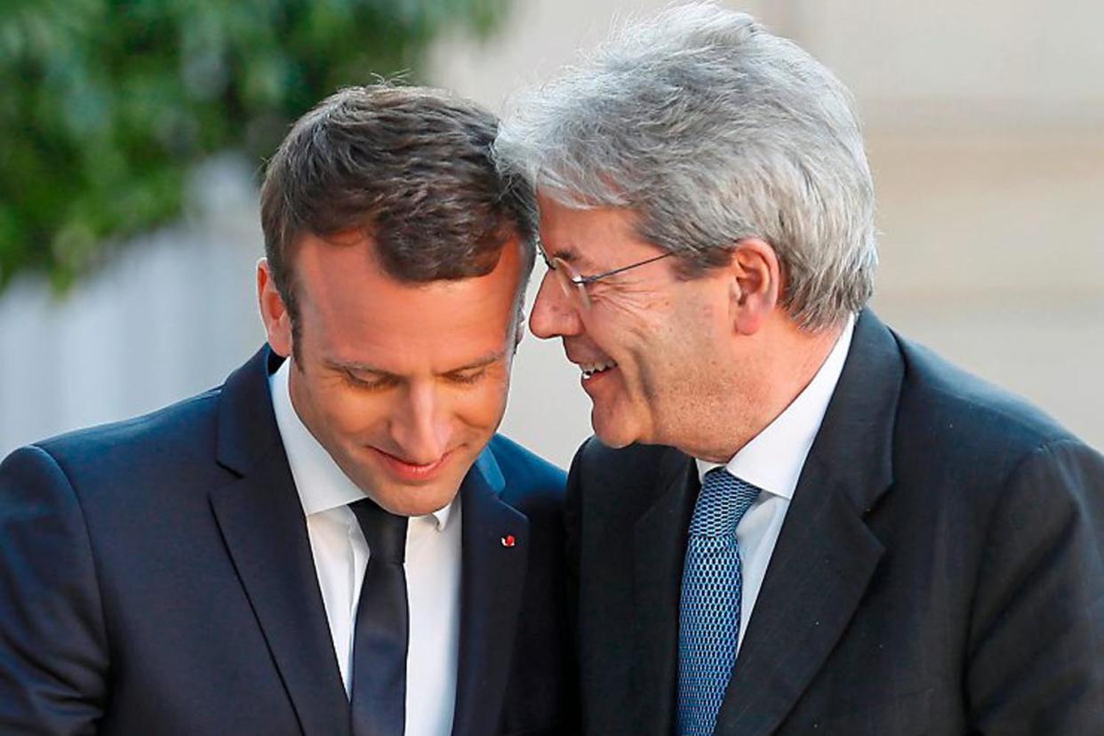 All friends: EU leaders such as French President Emmanuel Macron and Italy's premier Paolo Gentiloni have the opportunity to implement an ambitious reform agenda to boost Europe's economy: Getty Images