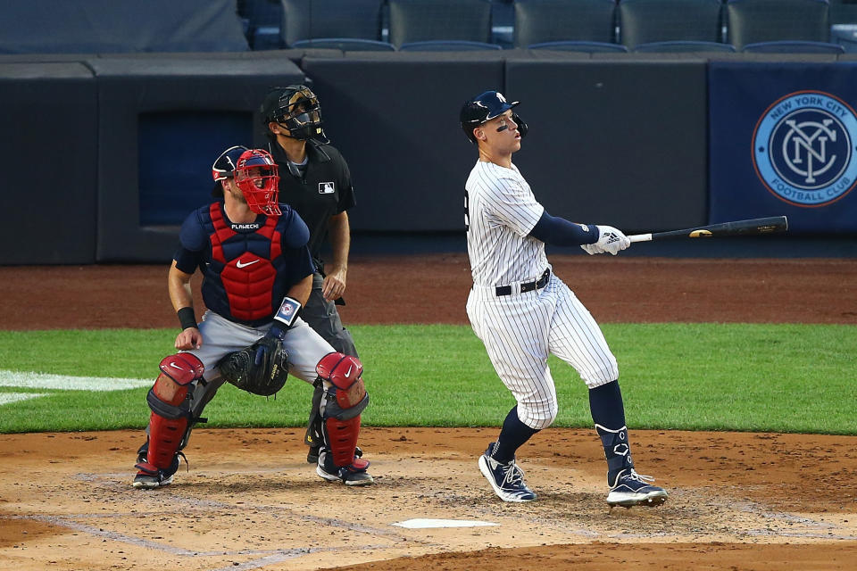 Aaron Judge and the Yankees swept the Red Sox over the weekend. (Photo by Mike Stobe/Getty Images)