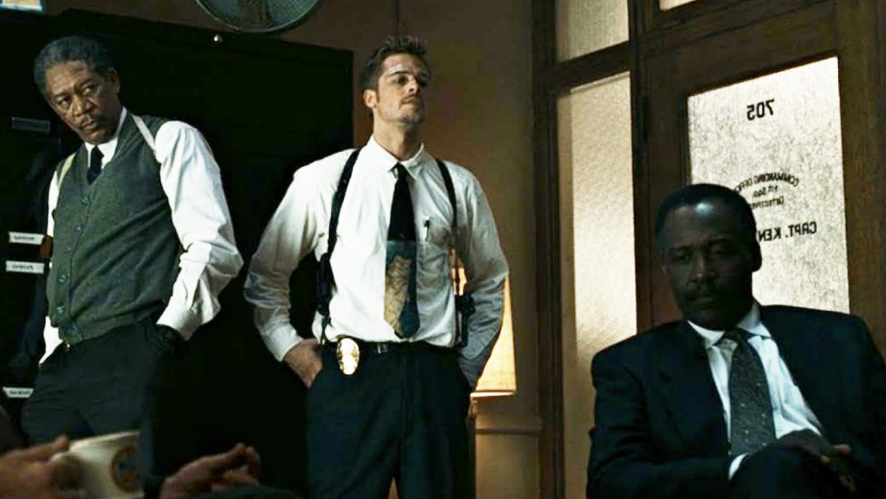  Morgan Freeman, Brad Pitt, and RIchard Roundtree in Seven. 