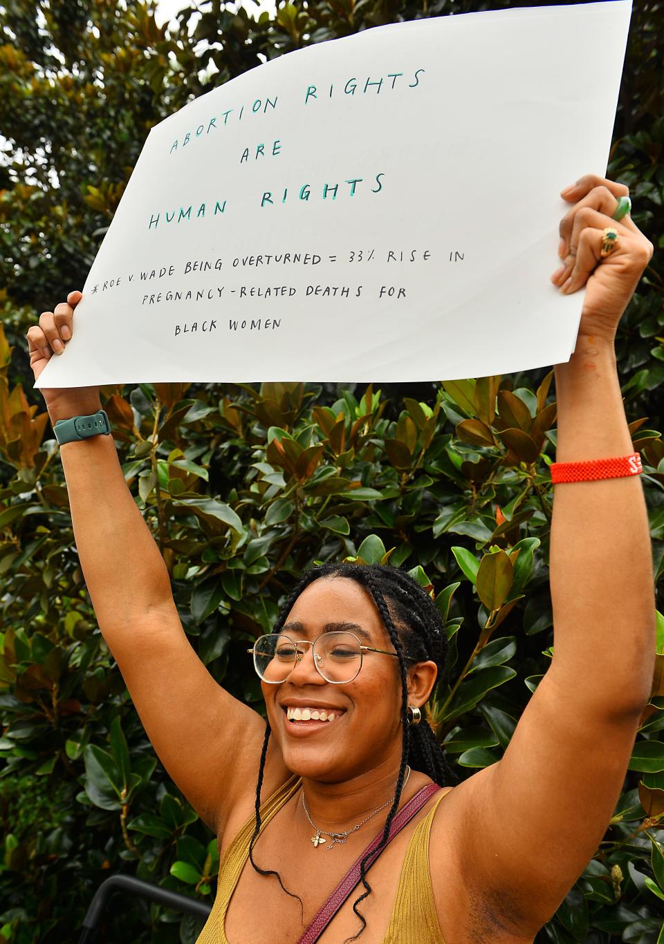 A Pro-choice protest took place on North Church Street in downtown Spartanburg on June 28, 2022.  The protest took place just days after the Supreme Court's reversed the landmark case Roe v. Wade decision issued on January 22, 1973. Sarah Owens, 21, a student at Wofford, at the protest. 