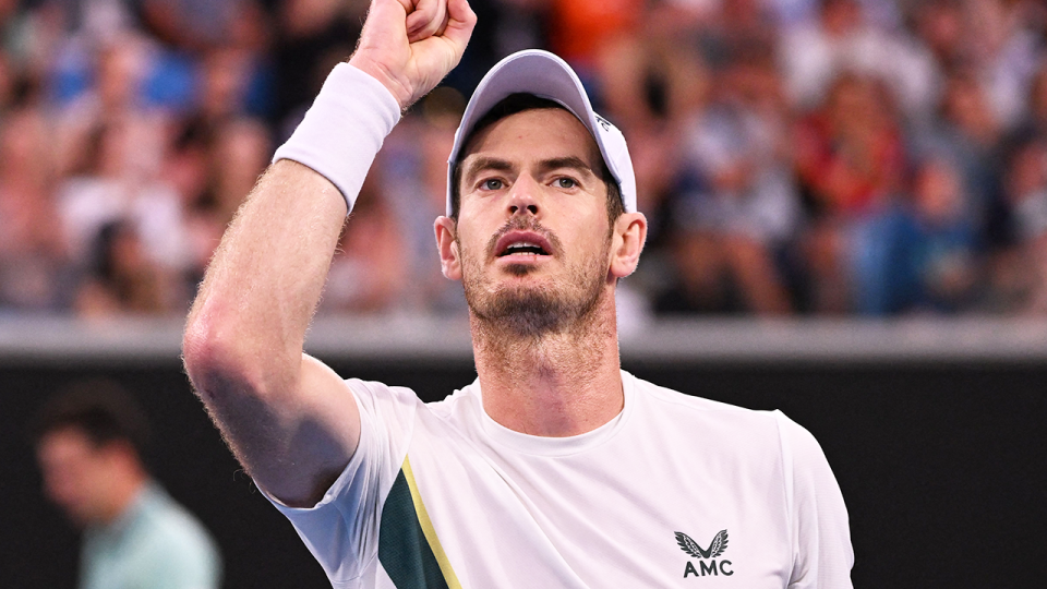 Andy Murray (pictured) celebrates at the Australian Open.