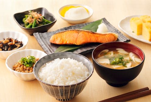 <span class="caption">Many traditional Japanese foods are high in vitamins and minerals which may help to keep the brain healthy.</span> <span class="attribution"><a class="link " href="https://www.shutterstock.com/image-photo/typical-japanese-breakfast-1189667989" rel="nofollow noopener" target="_blank" data-ylk="slk:Nishihama/ Shutterstock;elm:context_link;itc:0;sec:content-canvas">Nishihama/ Shutterstock</a></span>