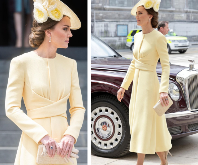 Kate Middleton at Thanksgiving Service in Yellow Emilia Wickstead Coatdress