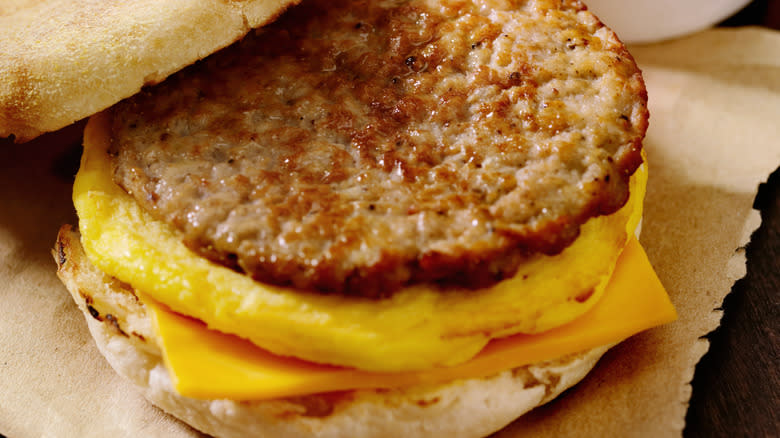 breakfast sandwich on English muffin