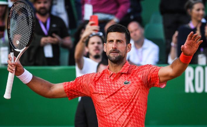 Novak Djokovic pleased Credit: Alamy