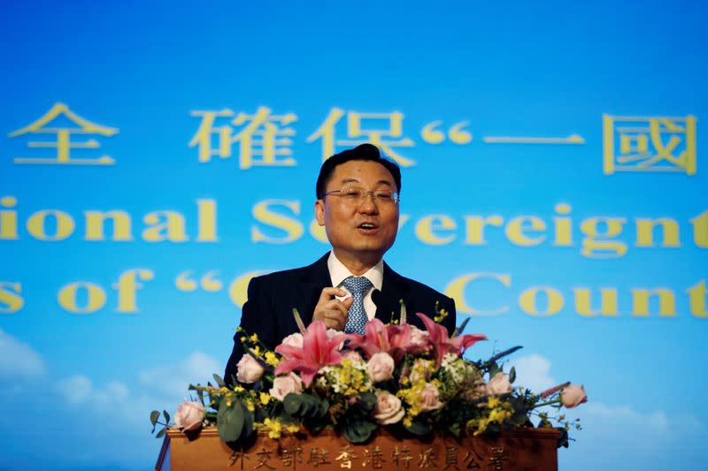 Xie Feng, commissioner of China's Ministry of Foreign Affairs in Hong Kong, holds a briefing on the proposed national security legislation in Hong Kong