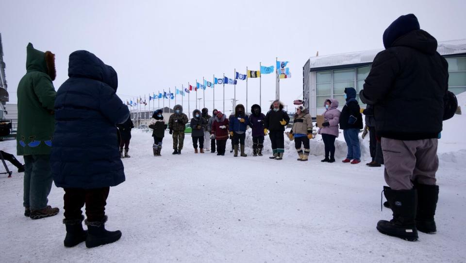Protestors in Iqaluit Feb. 4 are concerned there are too many elders from Nunavut in facilties in the South.  They are calling for the territorial and federal governments to investing more long-term care facilties that can provide support for elders with dementia, among other things. 