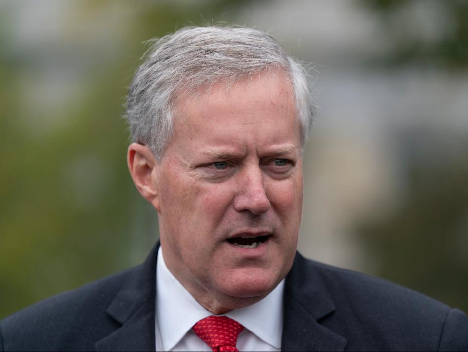 White House Chief of Staff Mark Meadows speaks to the media at the White House in Washington, DC (EPA)