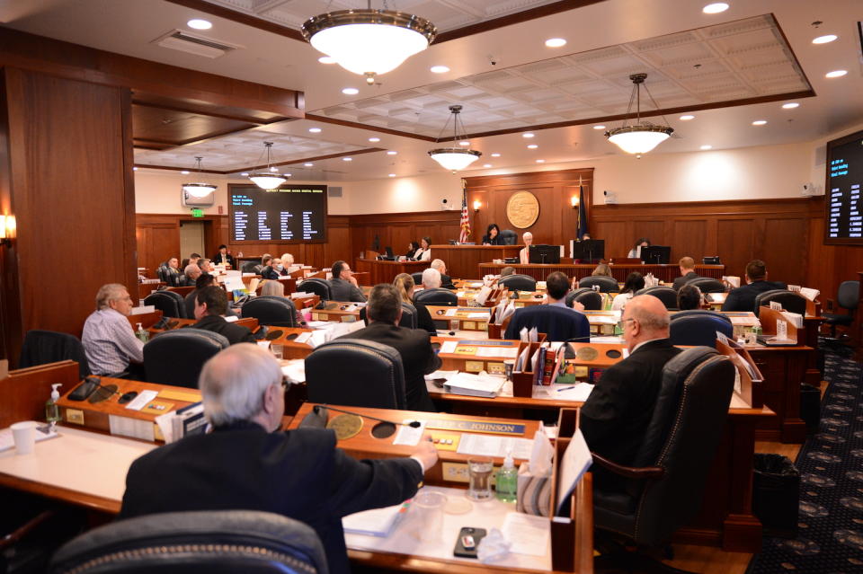 The Alaska House of Representatives is seen in action on Thursday, May 2, 2024. (Photo by James Brooks/Alaska Beacon)