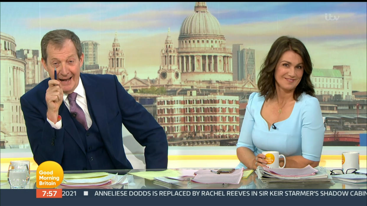 Mandatory Credit: Photo by ITV/Shutterstock (11896756i)
Alastair Campbell and Susanna Reid
'Good Morning Britain' TV Show, London, UK - 10 May 2021