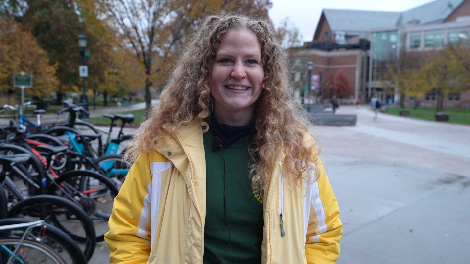 Samantha Brewer, a master's student at University of Vermont and organizer with UVM Graduate Students United, photographed on Oct. 30, 2023.