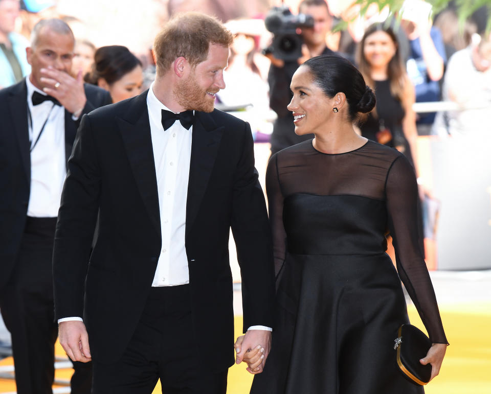 The Duke of Sussex and The Duchess of Sussex at the European Premiere of The Lion King, Odeon Cinema, Leicester Square, London. Photo credit should read: Doug Peters/EMPICS