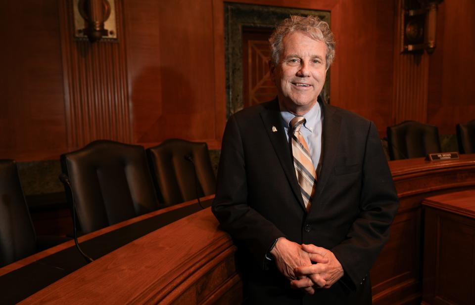 Sen. Sherrod Brown, D-Ohio, works in Washington on Sept. 12, 2023. Sen. Brown, who has represented Ohio since 2007, is running for reelection in 2024.