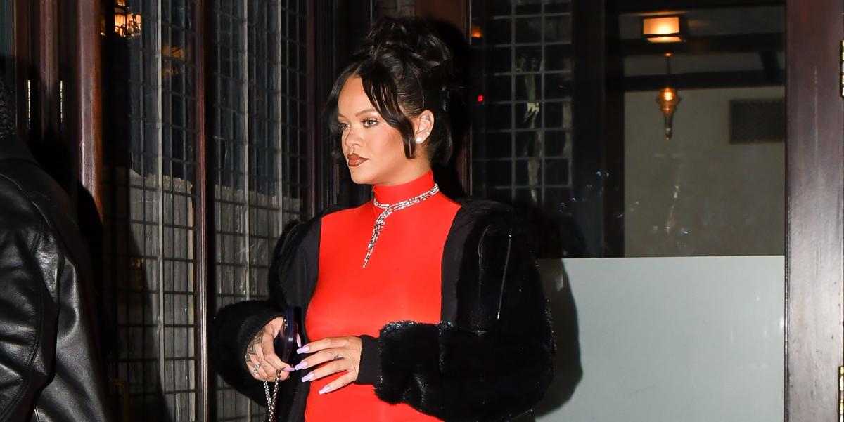 Rihanna Bares Her Baby Bump in a Blood-Orange Bra and Matching Underwear