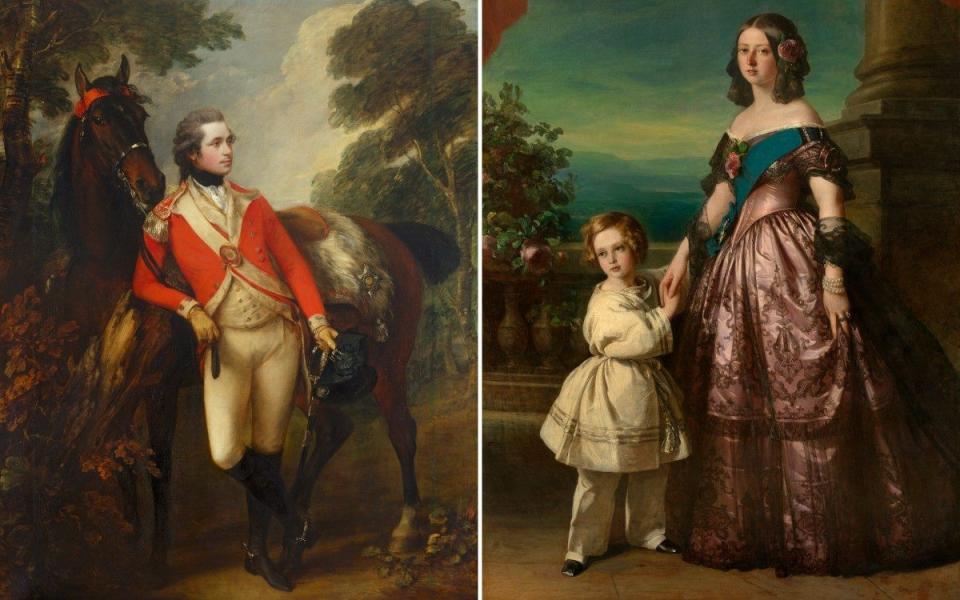 In the hallway there are paintings by Thomas Gainsborough, left, and Franz Xaver Winterhalter, right
