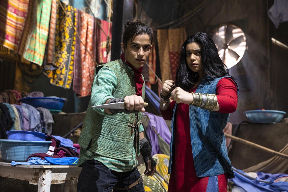Aramis Knight as Red Dagger/Kareem and Iman Vellani as Ms. Marvel/Kamala Khan in 