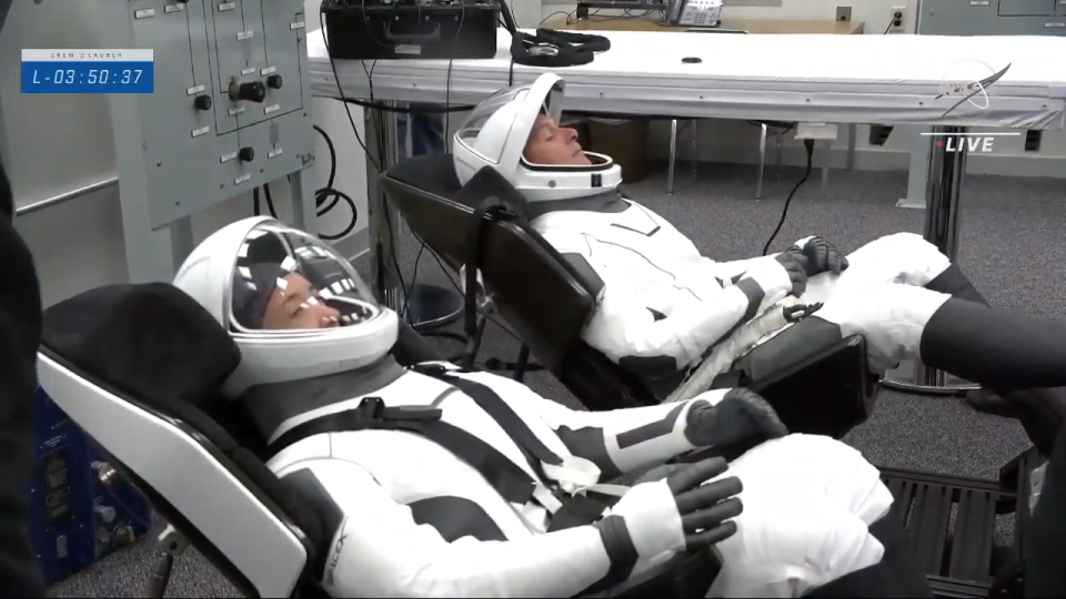 The SpaceX Crew-2 astronauts suit up inside the Neil Armstrong Operations and Checkout Building at NASA's Kennedy Space Center in Florida, on April 23, 2021.