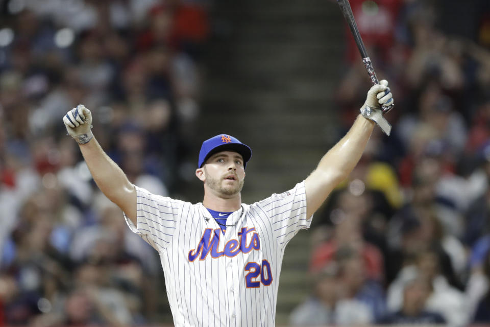 Pete Alonso of the New York Mets has won the Home Run Derby twice. (AP Photo/Tony Dejak)