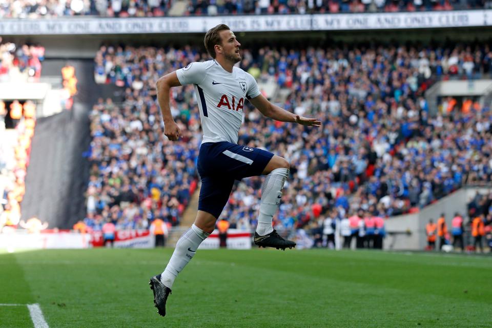 Harry Kane celebrates scoring for Spurs, but his desire to stay at the club will be tested this summer