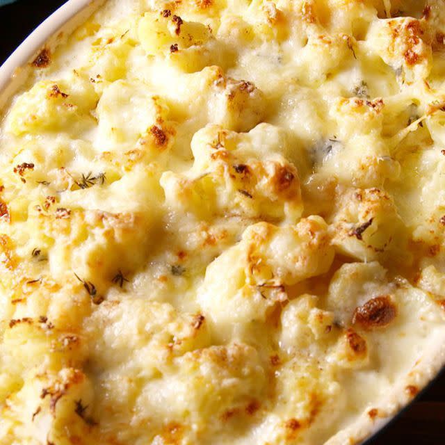 <p>The best low carb side!</p><p>Get the <a href="https://www.delish.com/uk/cooking/recipes/a29696283/cheesy-cauliflower-bake-recipe/" rel="nofollow noopener" target="_blank" data-ylk="slk:Cheesy Cauliflower Bake;elm:context_link;itc:0;sec:content-canvas" class="link ">Cheesy Cauliflower Bake</a> recipe.</p>