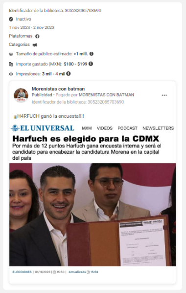 Aseguraron que se trataba de una portada de El Universal, pero no existe ningún registro hemerográfico que compruebe existe esa portada. 