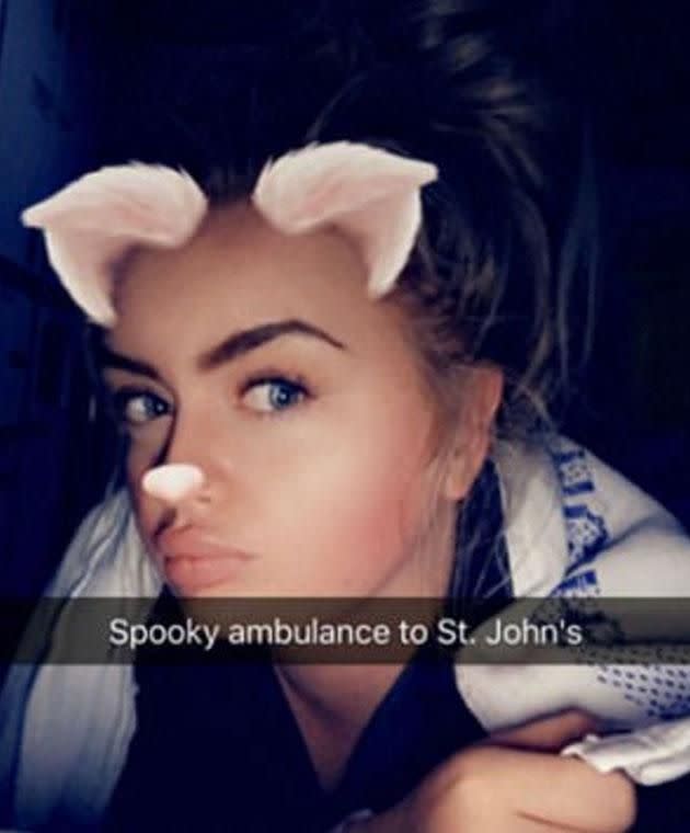 Jane documented her sepsis drama on social media. Photo: Snapchat