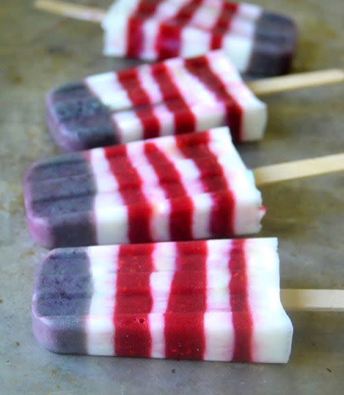 Red, White and Blueberry Popsicles