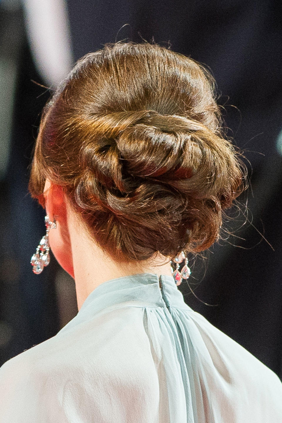 <p>A red carpet updo in October 2015.</p>