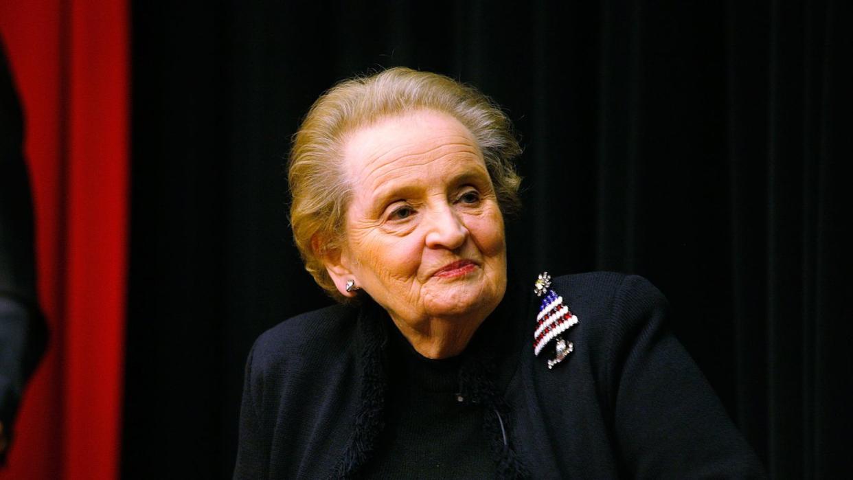 new york december 14 madeleine albright promotes read my pins at the museum of art and design on december 14, 2009 in new york city photo by andy kropagetty images