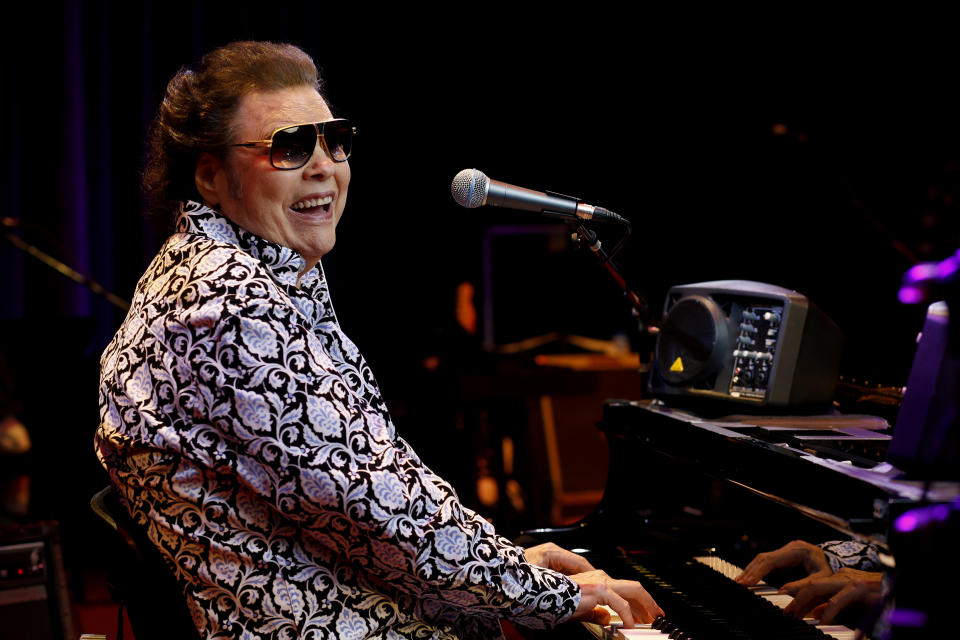 In this Jan. 16, 2019 photo, Ronnie Milsap poses for a photo on the stage of The Ryman Auditorium in Nashville, Tenn. Milsap's new album, “Ronnie Milsap: The Duets,” comes out on Friday. (Photo by Donn Jones/Invision/AP)