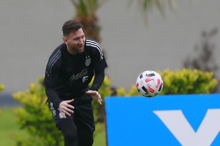 Lionel Messi con la selección en Ezeiza, el mes pasado, durante la última ventana eliminatoria