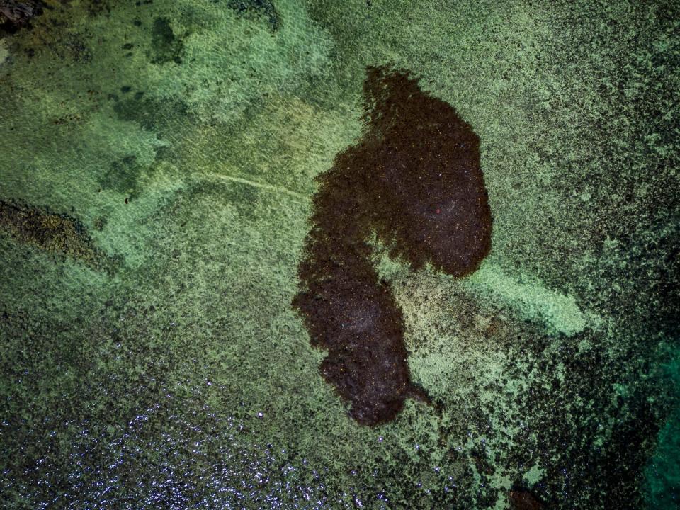 An aerial shot of the oil slick near the shore of Pola, Oriental Mindoro on March 8.