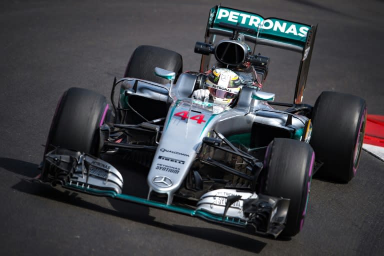 Mercedes AMG Petronas driver Lewis Hamilton drives during the first practice session at the Monaco street circuit, on May 26, 2016