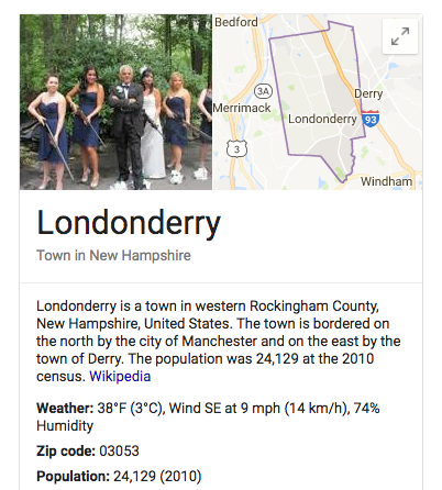 Der “Knowledge Panel” von Londonderry bei Google (Bild: Screenshot Google)