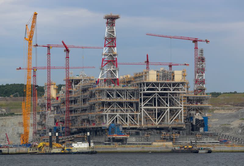 FILE PHOTO: A structure of Arctic LNG 2 joint venture is seen under construction near the settlement of Belokamenka, Murmansk region