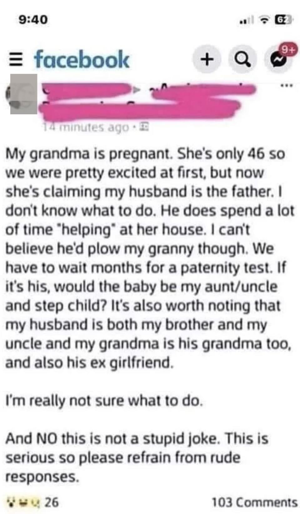 "My grandma is pregnant."